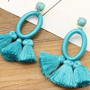 turquoise tasel earrings